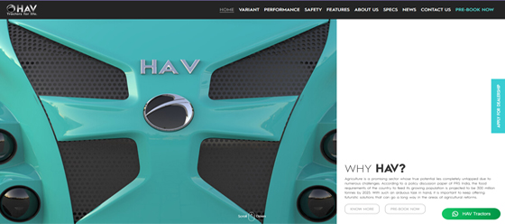 Hybrid Agri Vehicle website screenshot
