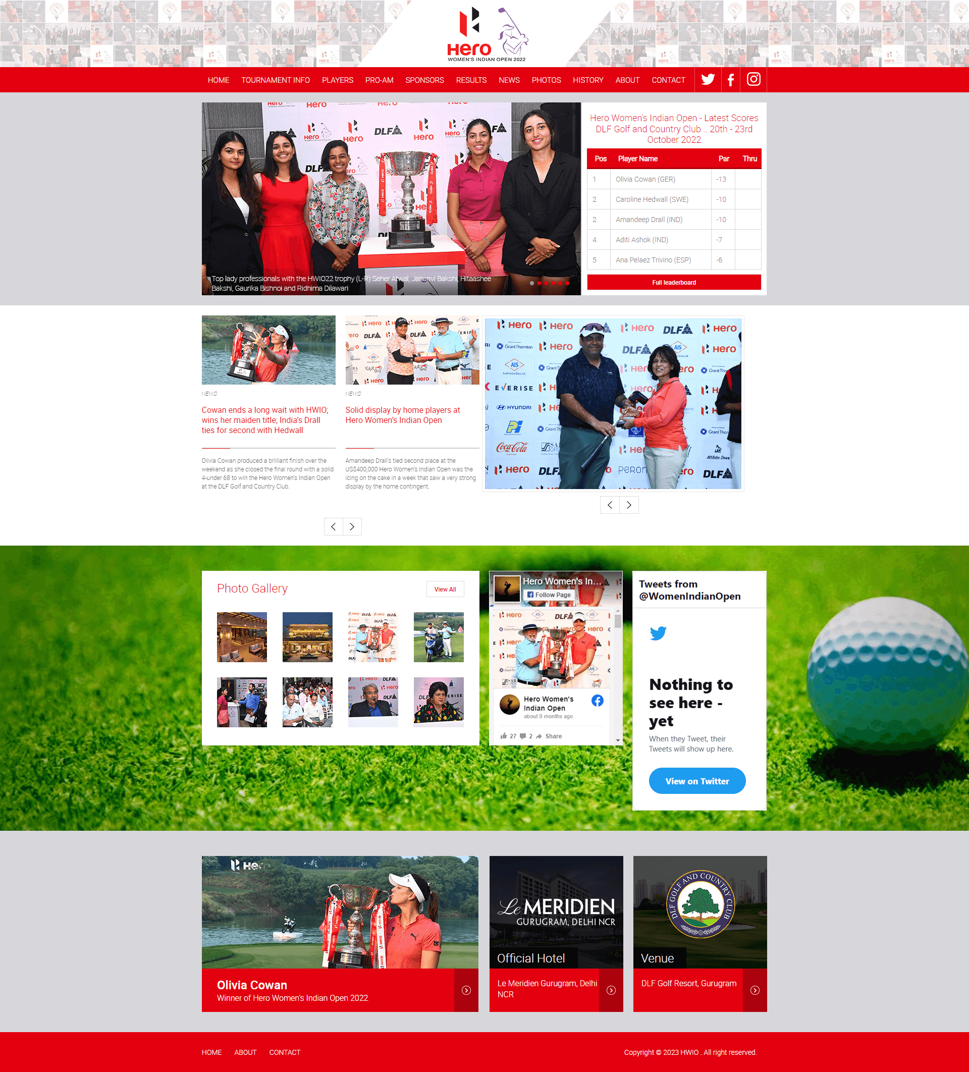 Hero Women’s Indian Open website screenshot
