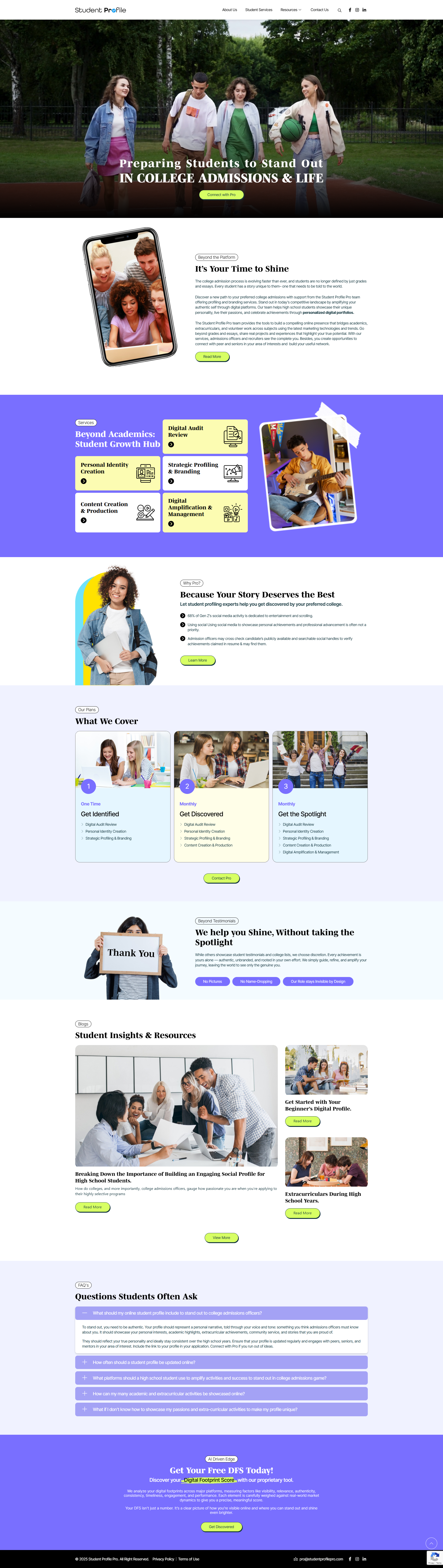 Student Profile Pro website screenshot